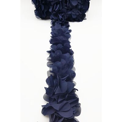 Tira de flores de tela con pétalos Azul Marino (5cm)