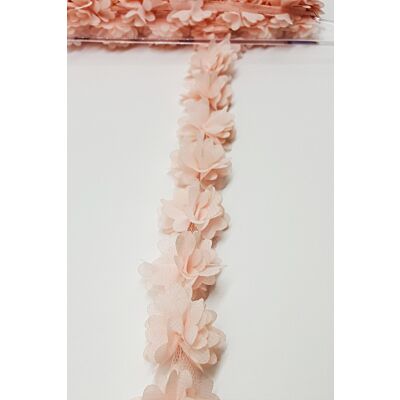 Tira de flores de tela con pétalos Rosa Bebé (3cm)