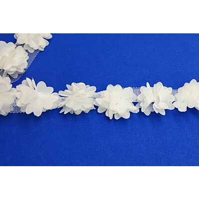 Tira de flores de tela con pétalos Blanca (3cm)