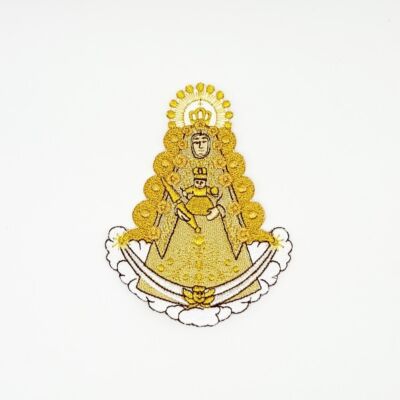 Aplique bordado Virgen de la Cabeza 3 oros (12cm)