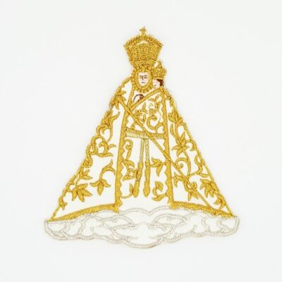 Aplique bordado Virgen de la Cabeza oro y plata (12cm)