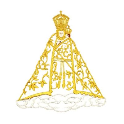 Aplique bordado Virgen de la Cabeza oro y plata (20cm)