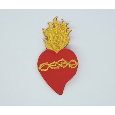 Sagrado corazón con corona de espinas bordado termoadhesivo (9X4,5 cm)