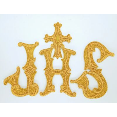 Conjunto Apliques Bordados a mano JHS oro