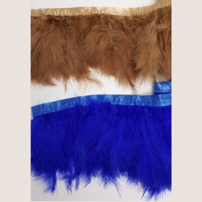 Fleco de plumas de gallo camel y azul antracita (15 cm)