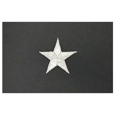 Aplique bordado estrella 5 puntas plata (4cm)