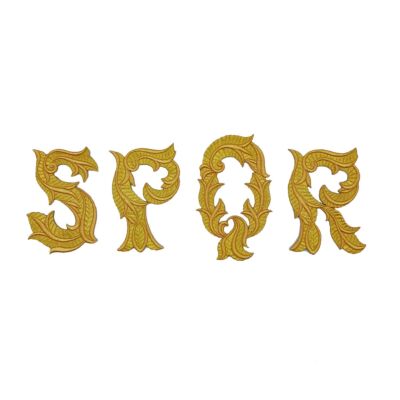 Aplique bordado SPQR oro (8x12 cm)