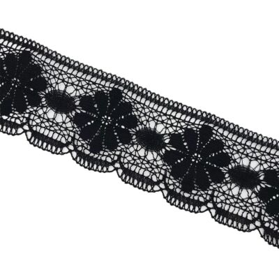 Puntilla de bolillo negro (8cm)